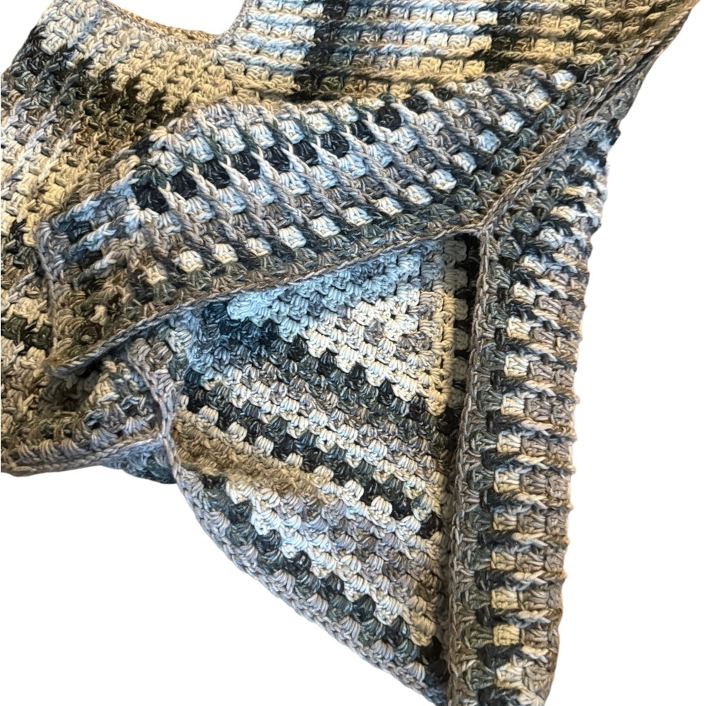 Handmade Cozy Crochet Poncho in Neutral Tones - Picture 2 of 5